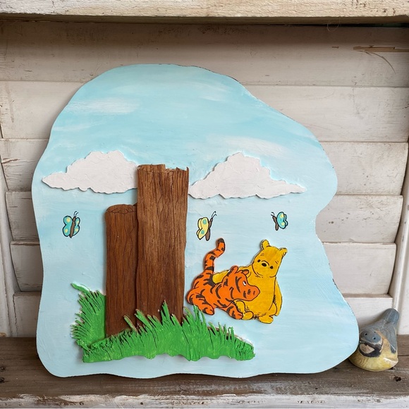 Winnie The Pooh and Tiger 3D Hand Painted Acrylic and Carving on Wood - Picture 5 of 8